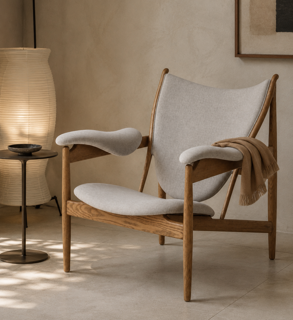 Chieftain Armchair in Velvet and Oak – handcrafted armchair by Cavalry Lane