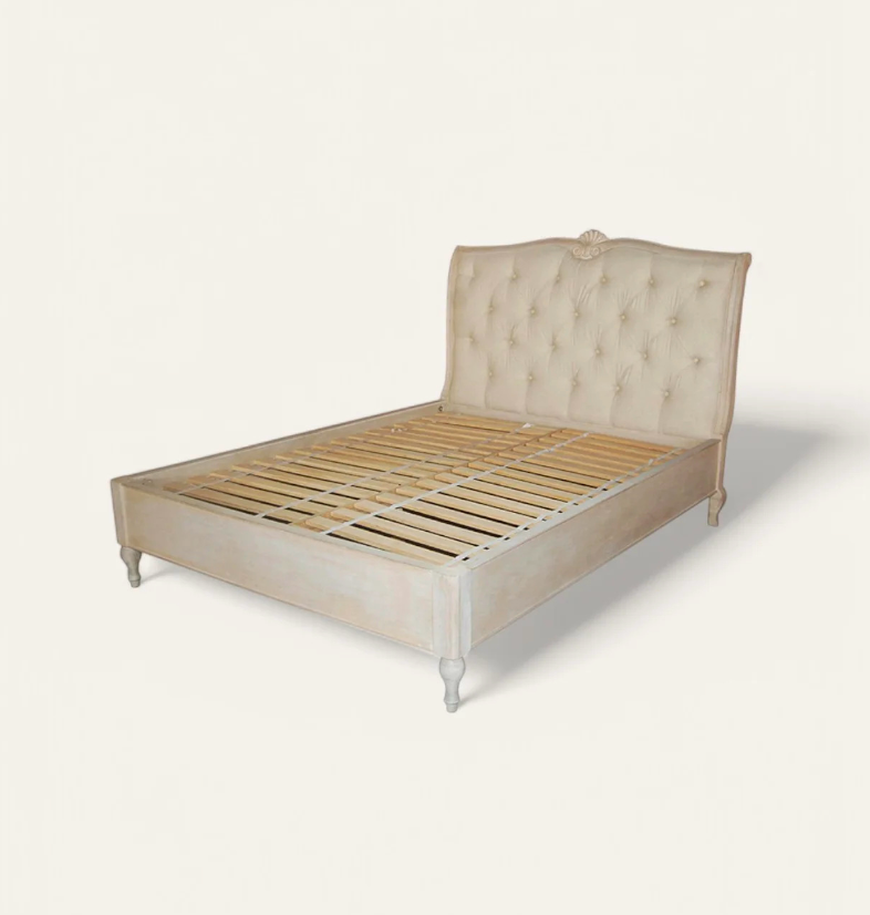 Buttoned August Wooden Bed