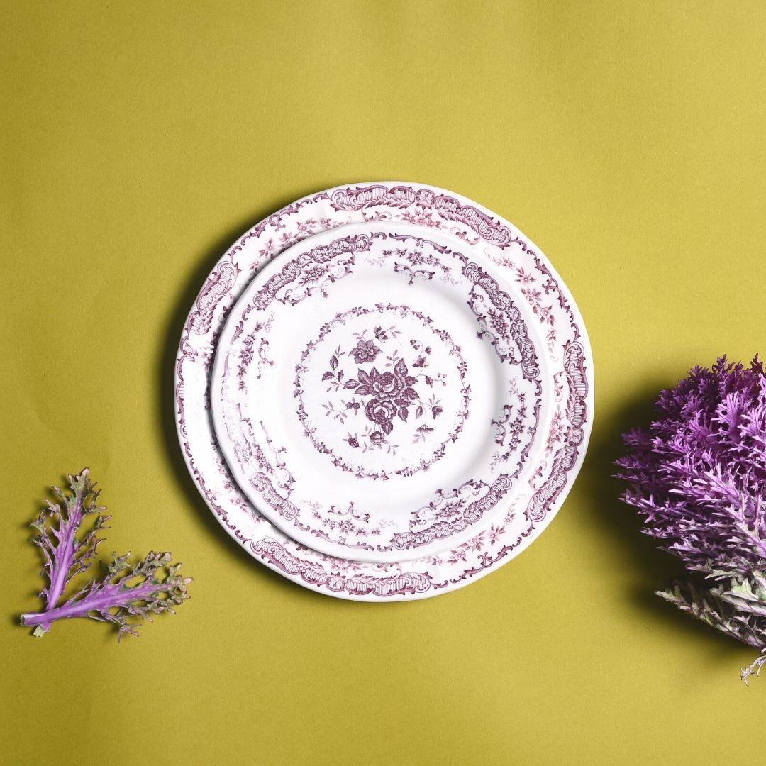 Camille Purple Dinner + Side Plate Set