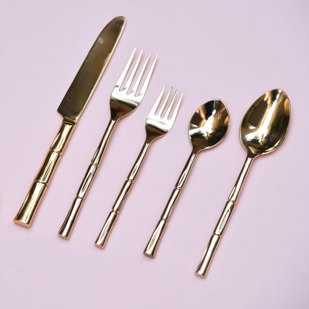 Bamboo Gold Cutlery Set