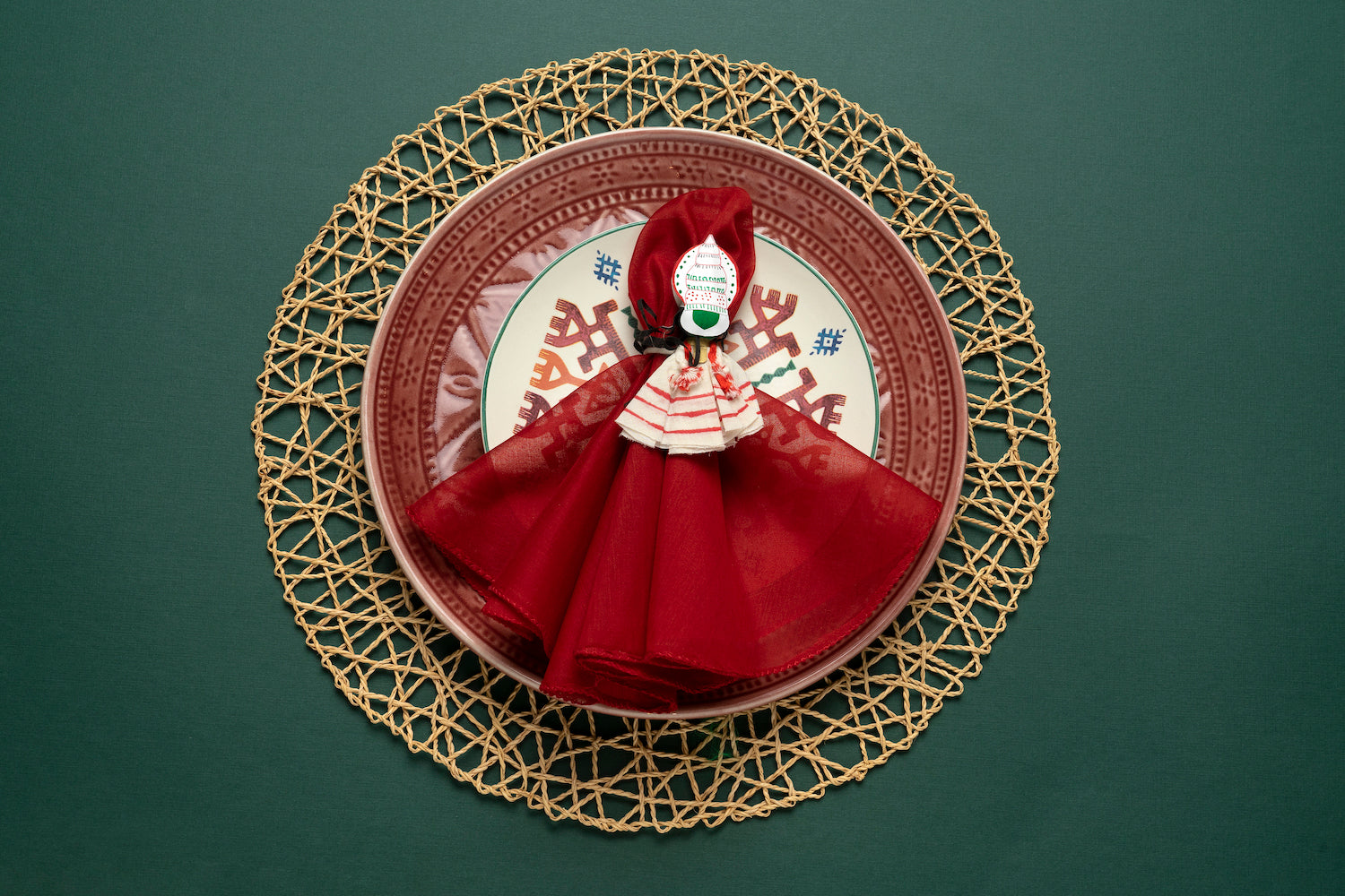 Red Cotton Silk Napkin Set