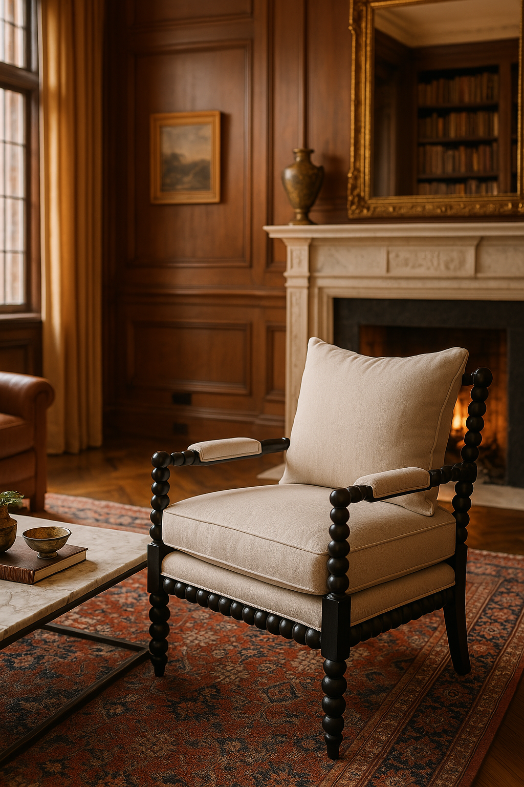 Beaded Black Arm Chair – handcrafted arm chair by Cavalry Lane