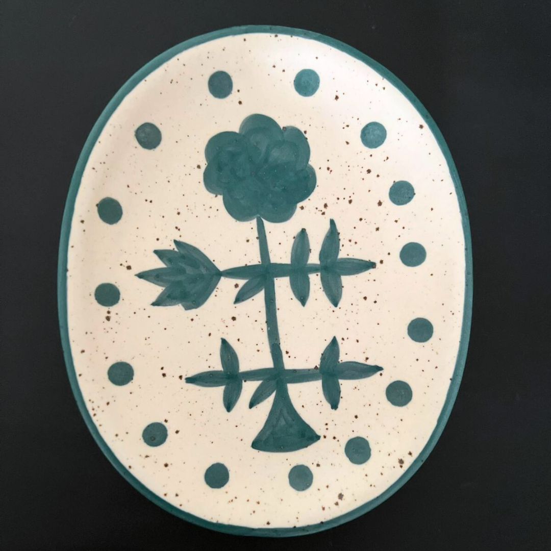 Teal Baby Oval Platter – hand-painted serveware by Cavalry Lane