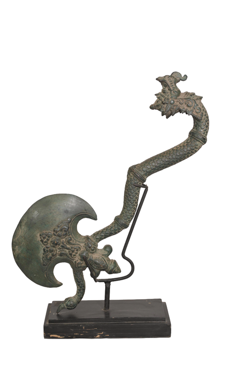 Antique Brass Ceremonial Axe, Dragon Handle