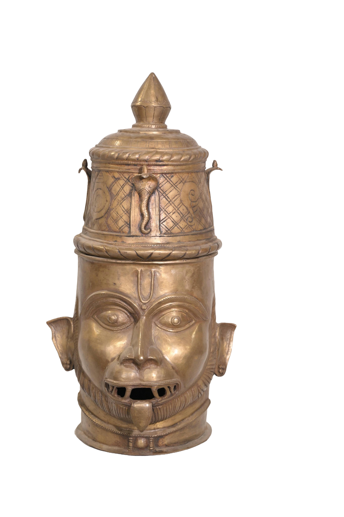 Antique Brass Shiva Head Vessel