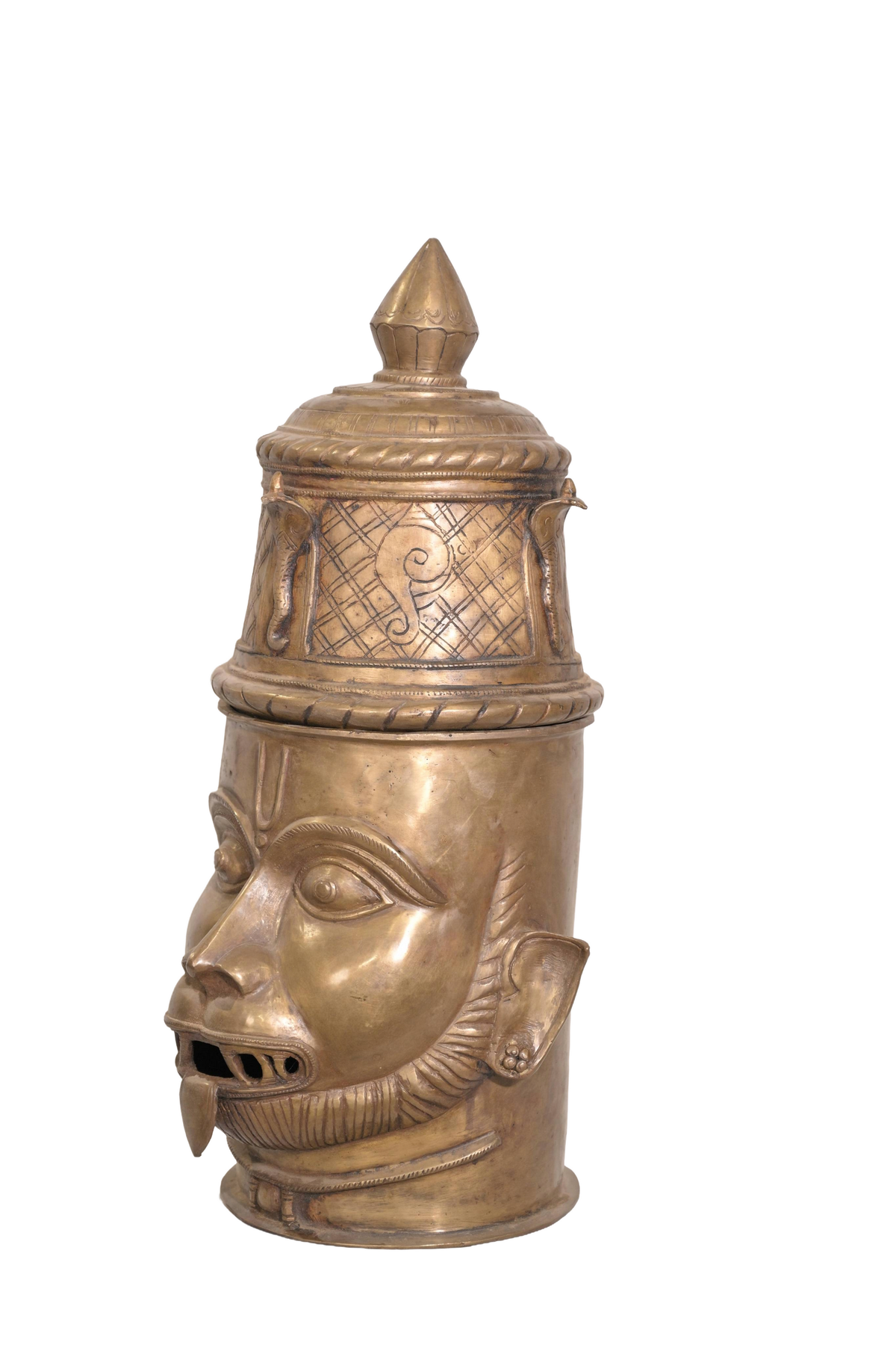 Antique Brass Shiva Head Vessel
