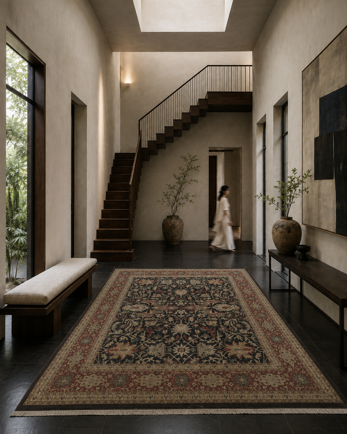 Sultanabad Carpet in Navy & Red