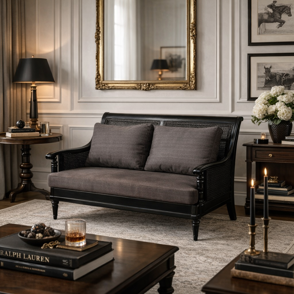 Rattan Noir Two Seater Sofa – handcrafted sofa by Cavalry Lane