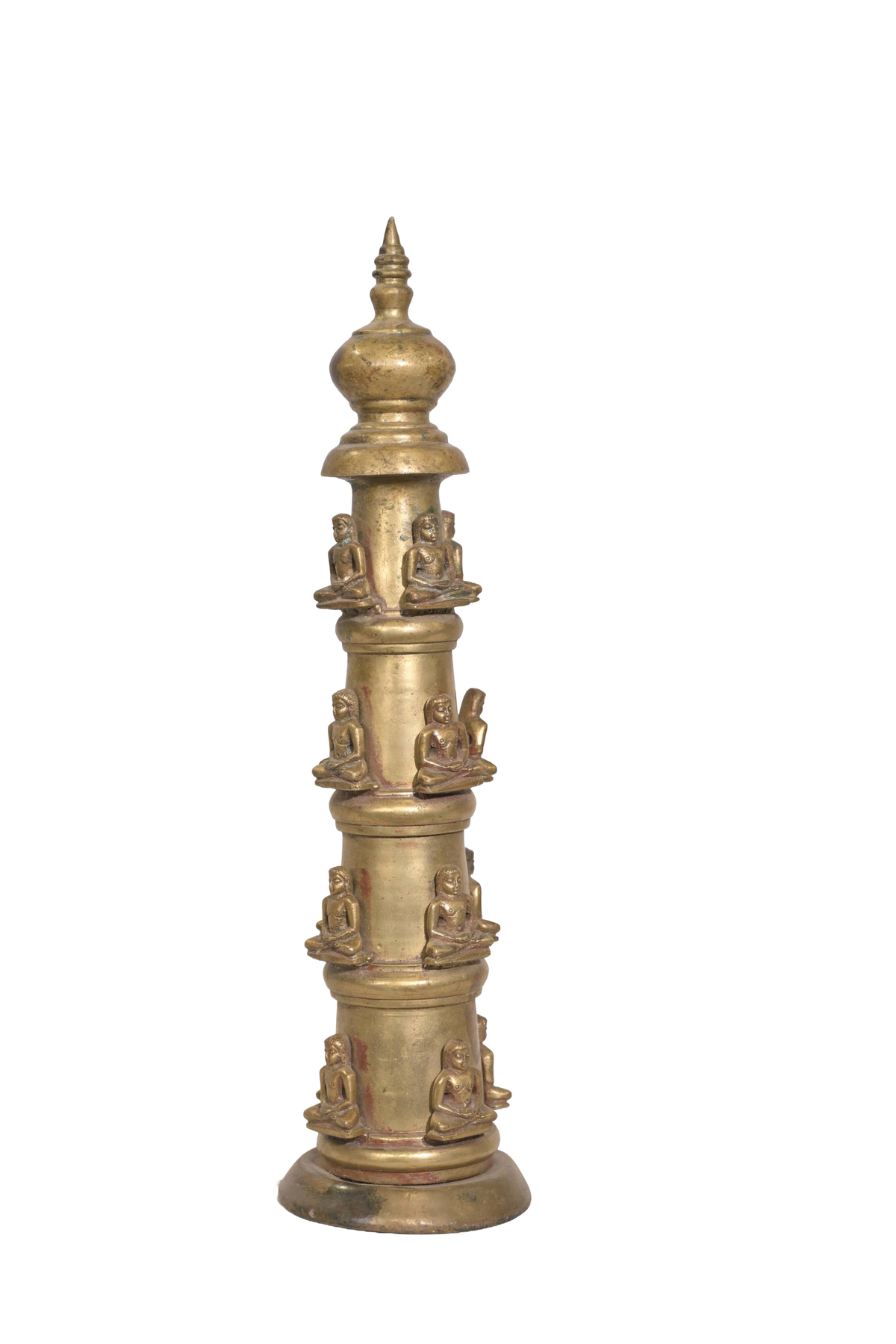 Antique Brass Stupa with Buddha Figures
