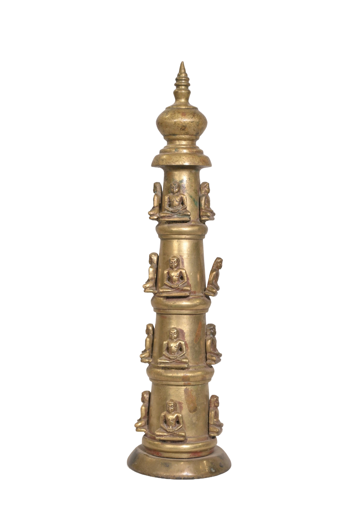Antique Brass Stupa with Buddha Figures