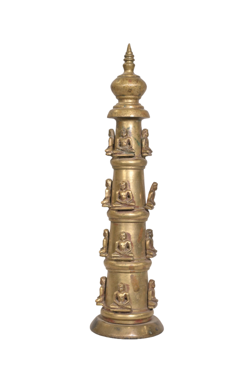Antique Brass Stupa with Buddha Figures – antique brass sculpture from Cavalry Lane – view 2