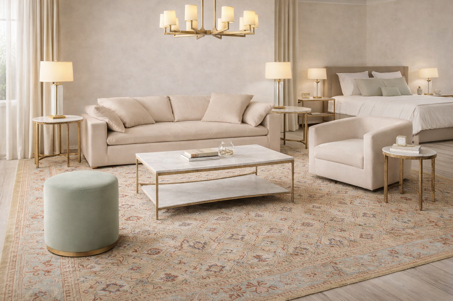 Handwoven Heriz Carpet Ice & Sunshine Vintage Pastel Wool Rug – handwoven Persian Heriz carpet by Cavalry Lane