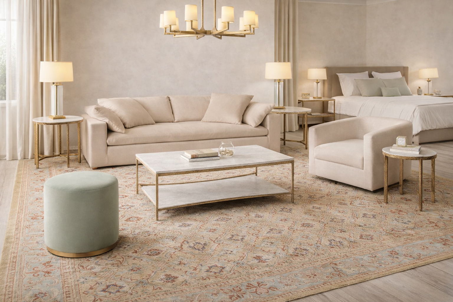 Handwoven Heriz Carpet Ice & Sunshine Vintage Pastel Wool Rug – handwoven Persian Heriz carpet by Cavalry Lane