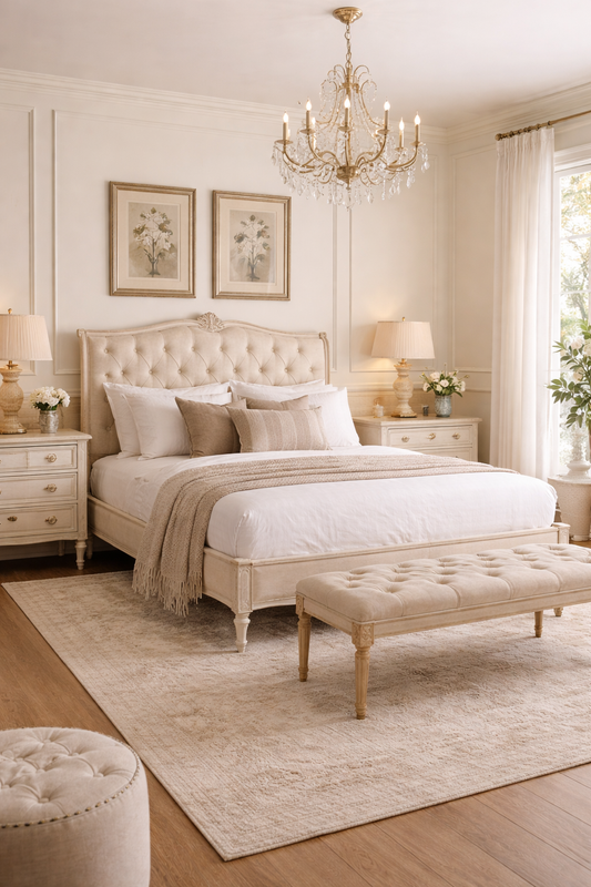 Buttoned August Wooden Bed