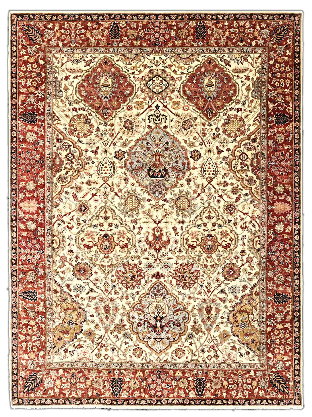 Hand-Knotted Ivory & Red Persian Carpet – handwoven Persian carpet by Cavalry Lane – view 2