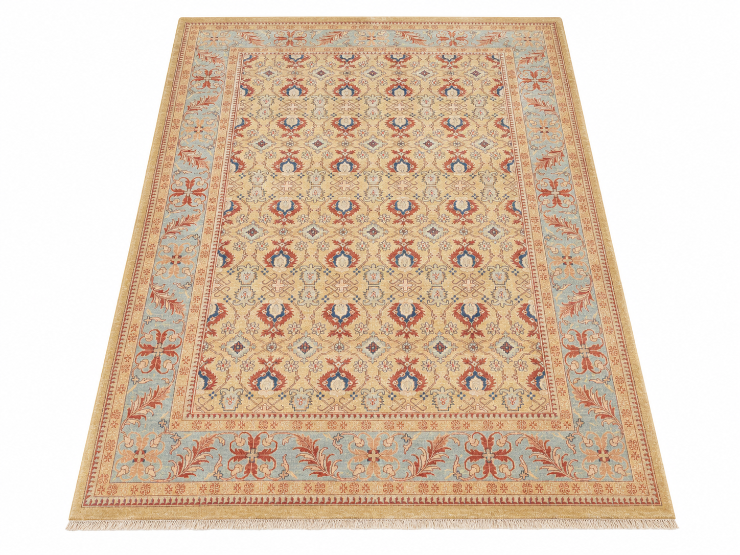 Handwoven Heriz Carpet Ice & Sunshine Vintage Pastel Wool Rug – handwoven Persian Heriz carpet by Cavalry Lane – view 2