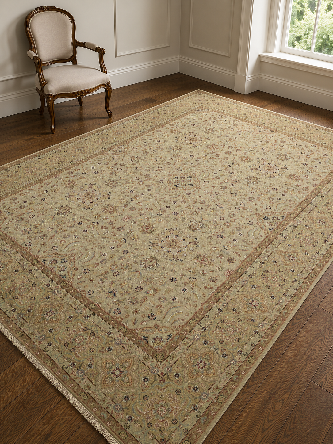 Persian Tabriz Wool Carpet in Blush Beige – handwoven Persian Tabriz carpet by Cavalry Lane
