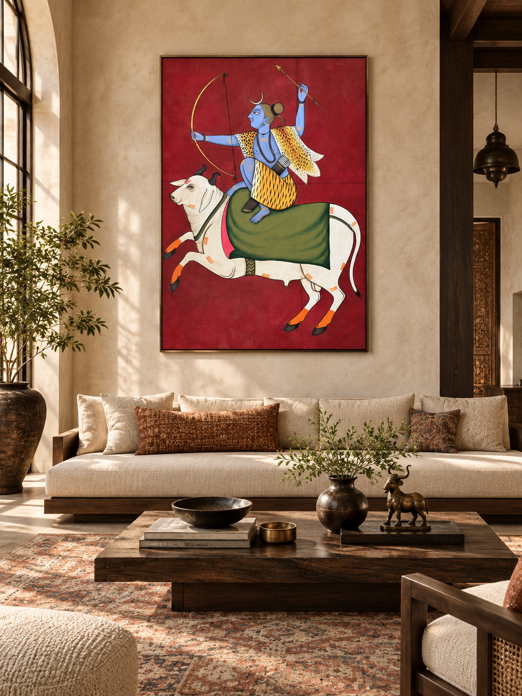 Vintage Hand-Painted Shiva on Nandi