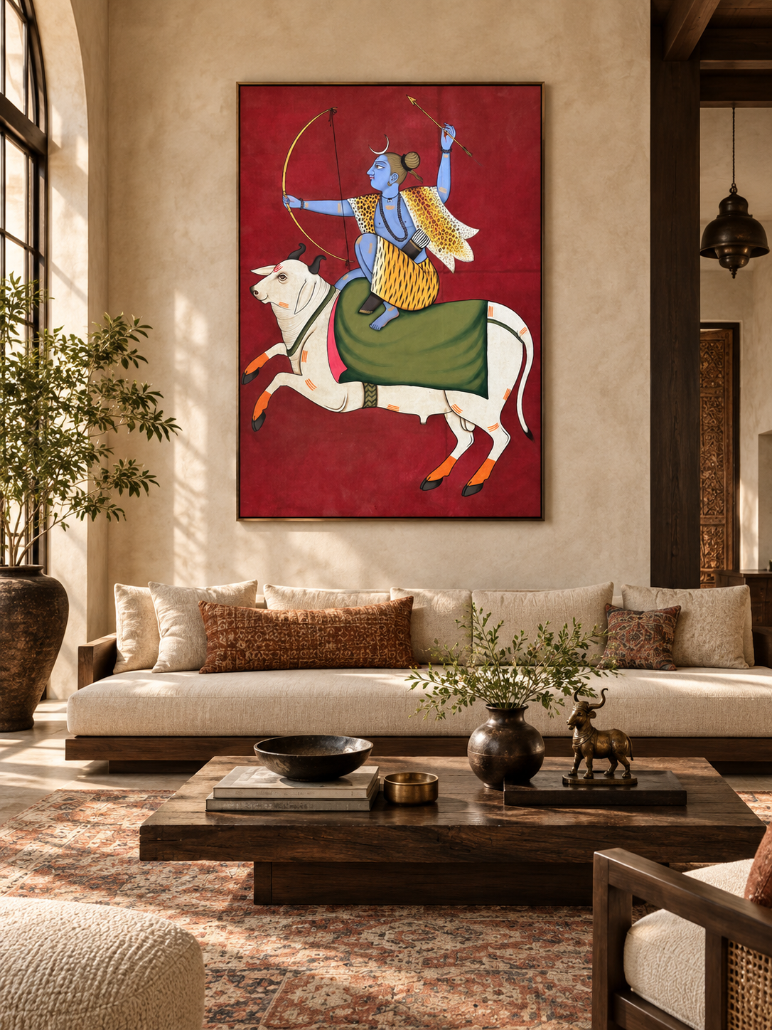 Vintage Hand-Painted Shiva on Nandi