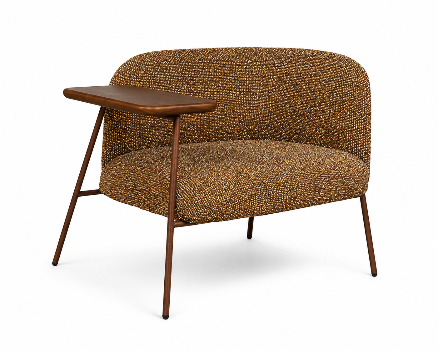 Textured Brown Armchair with Integrated Side Table – handcrafted armchair by Cavalry Lane – view 2