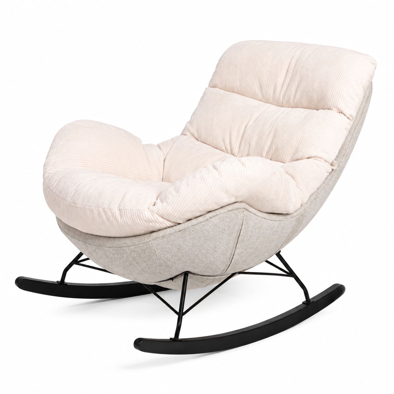 Cream Corduroy Rocking Arm Chair – handcrafted rocking chair by Cavalry Lane
