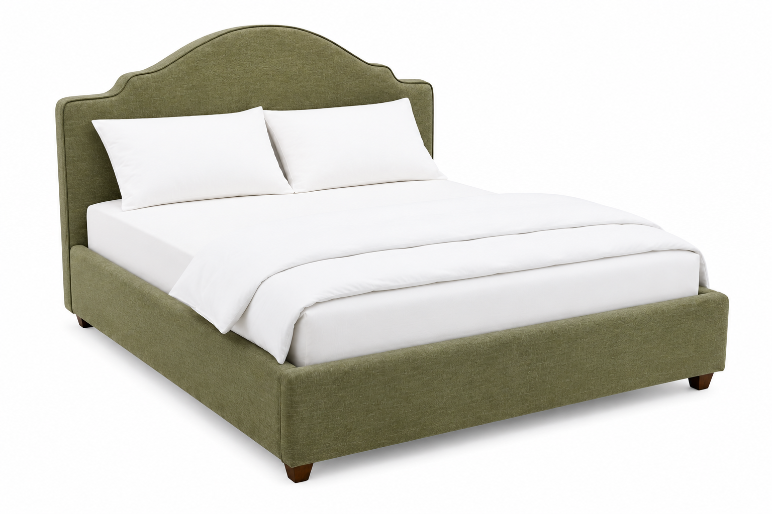 Camille Upholstered Acacia Wood Bed in Sage Green – handcrafted bed by Cavalry Lane – view 2
