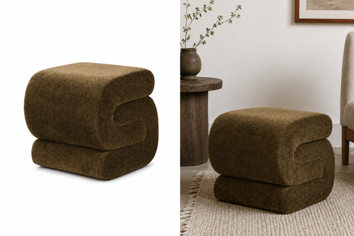 Sculptural Ribbon Stool in Rust Print – handcrafted stool by Cavalry Lane – view 2