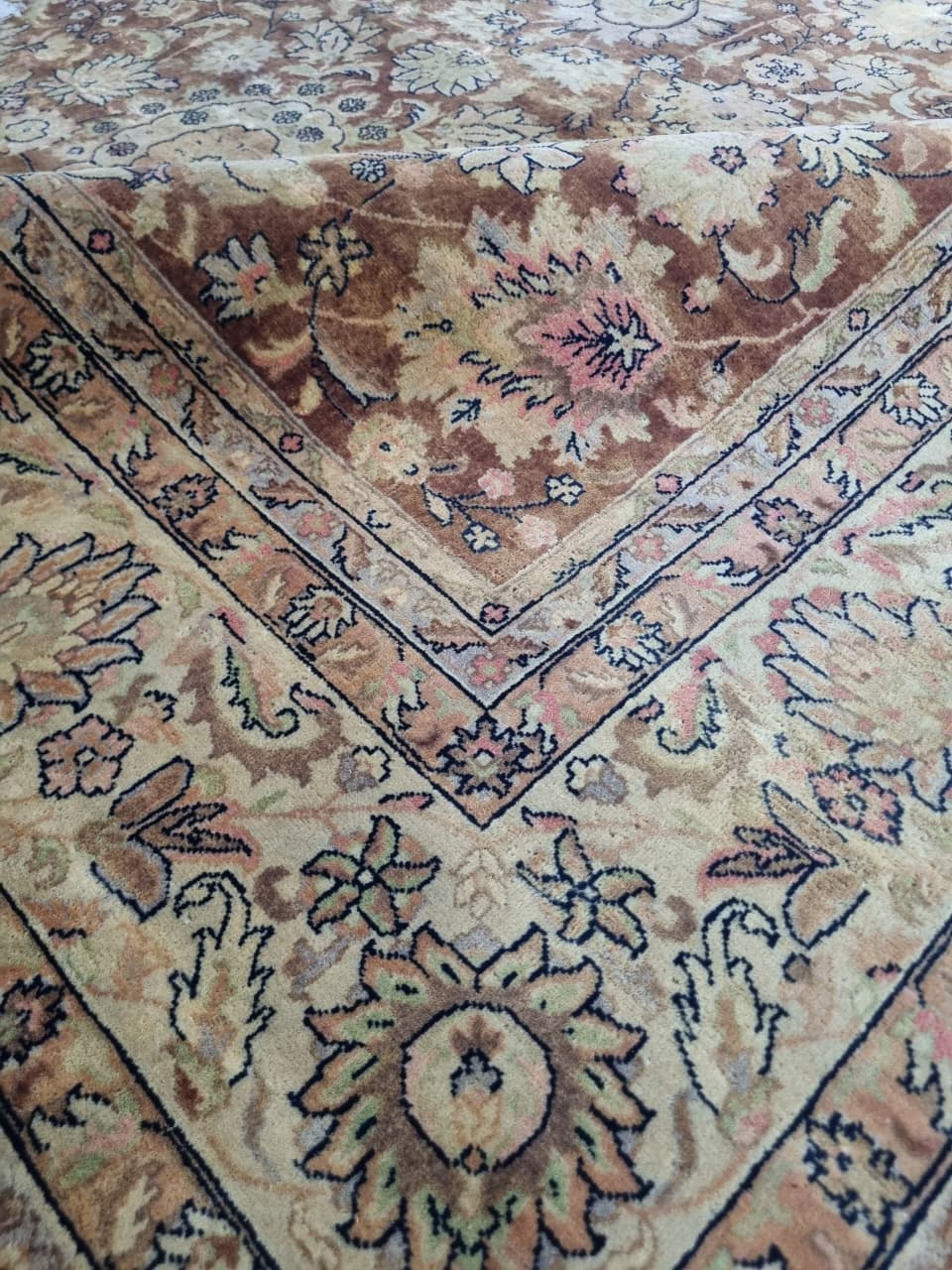 Vintage Floral Wood Carpet Handwoven Persian Rug in Warm Rust – vintage handwoven Persian carpet by Cavalry Lane – view 4