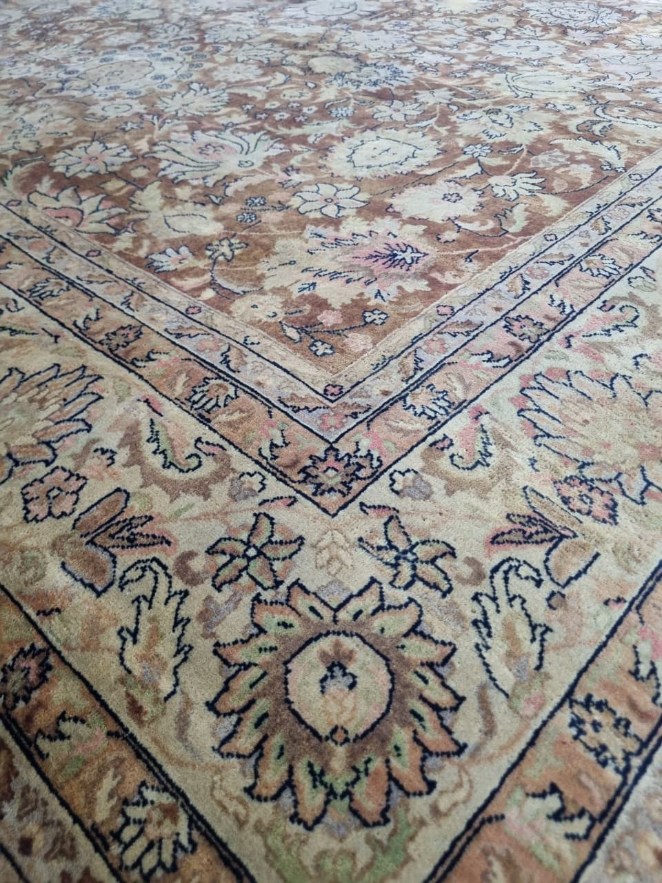 Vintage Floral Wood Carpet Handwoven Persian Rug in Warm Rust – vintage handwoven Persian carpet by Cavalry Lane – view 3