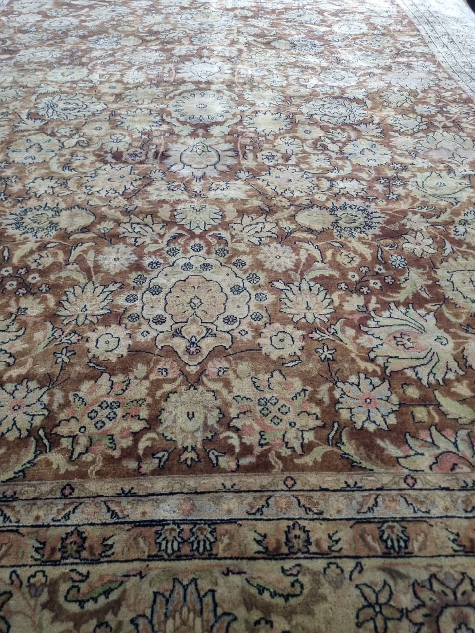 Vintage Floral Wood Carpet Handwoven Persian Rug in Warm Rust – vintage handwoven Persian carpet by Cavalry Lane – view 2