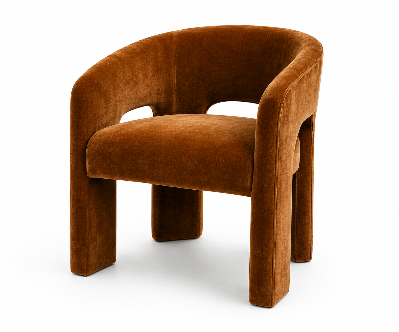 Camel Velvet Barrel Arm Chair – handcrafted arm chair by Cavalry Lane – view 2