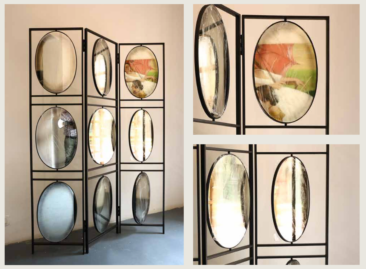 Rotating Mirror Screen – handcrafted decor accent by Cavalry Lane