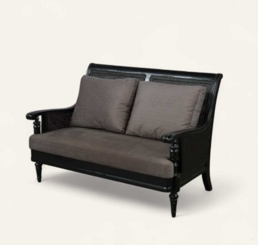 Rattan Noir Two Seater Sofa – handcrafted sofa by Cavalry Lane – view 2