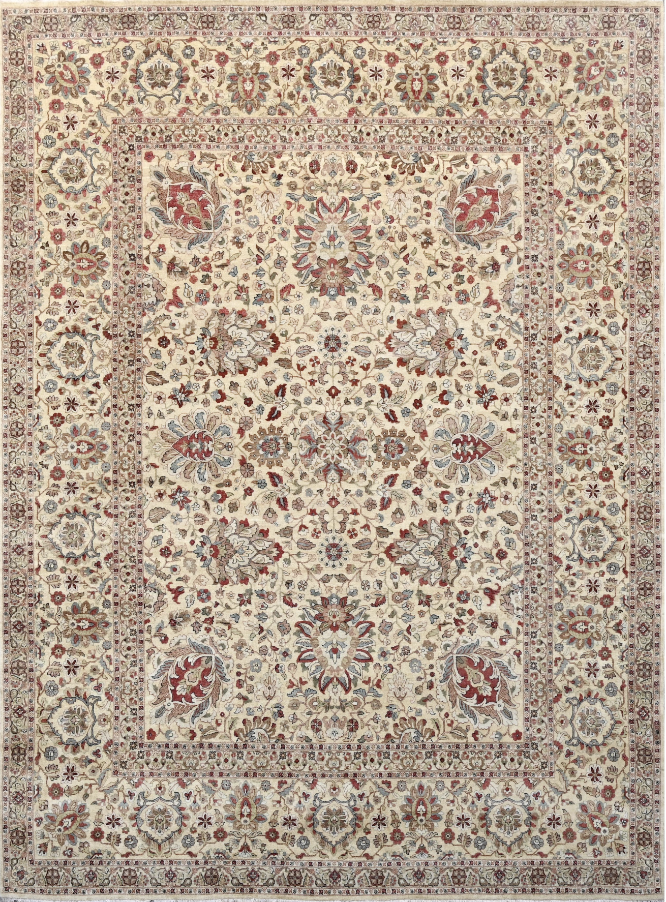 Tabriz Medallion Carpet in Ivory & Rust