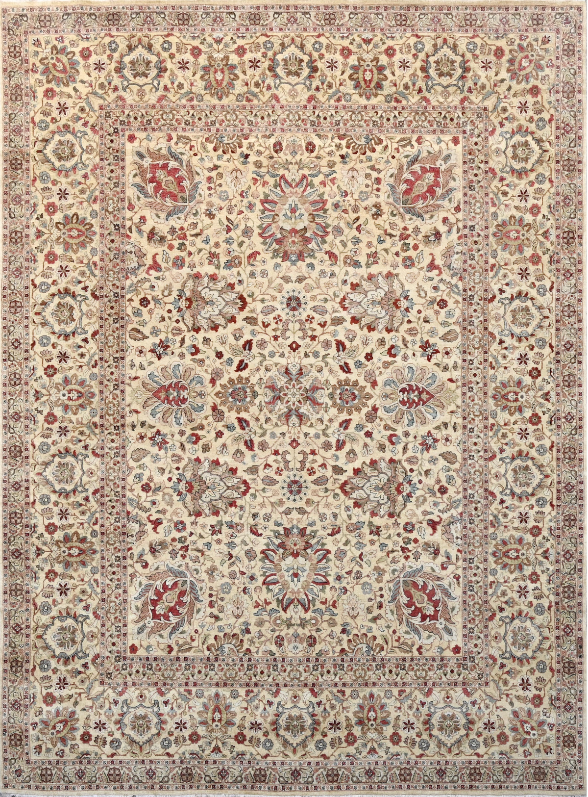 Tabriz Medallion Carpet in Ivory & Rust – hand-knotted Persian Tabriz carpet by Cavalry Lane – view 2