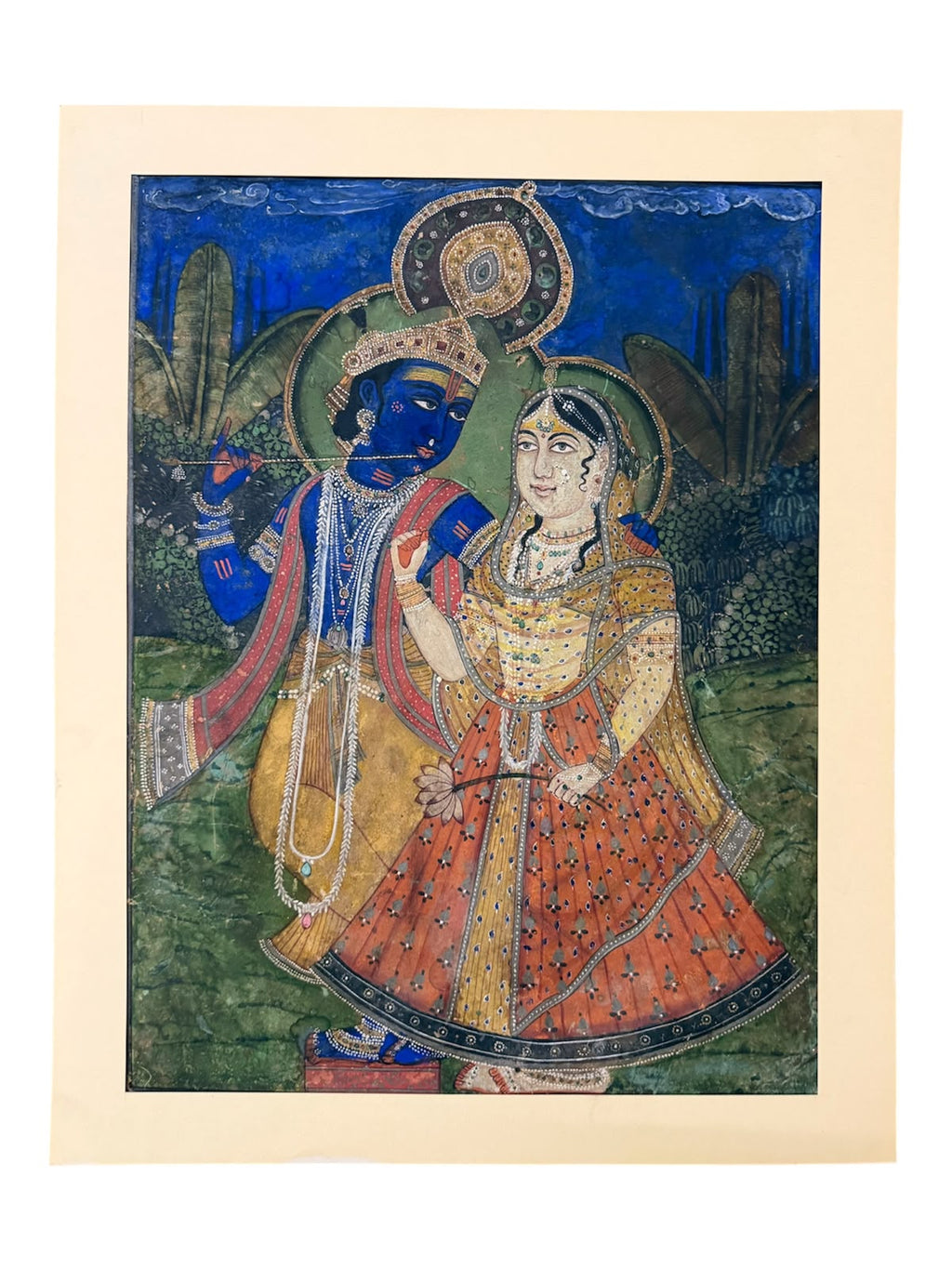 Antique Painting of Radha and Krishna