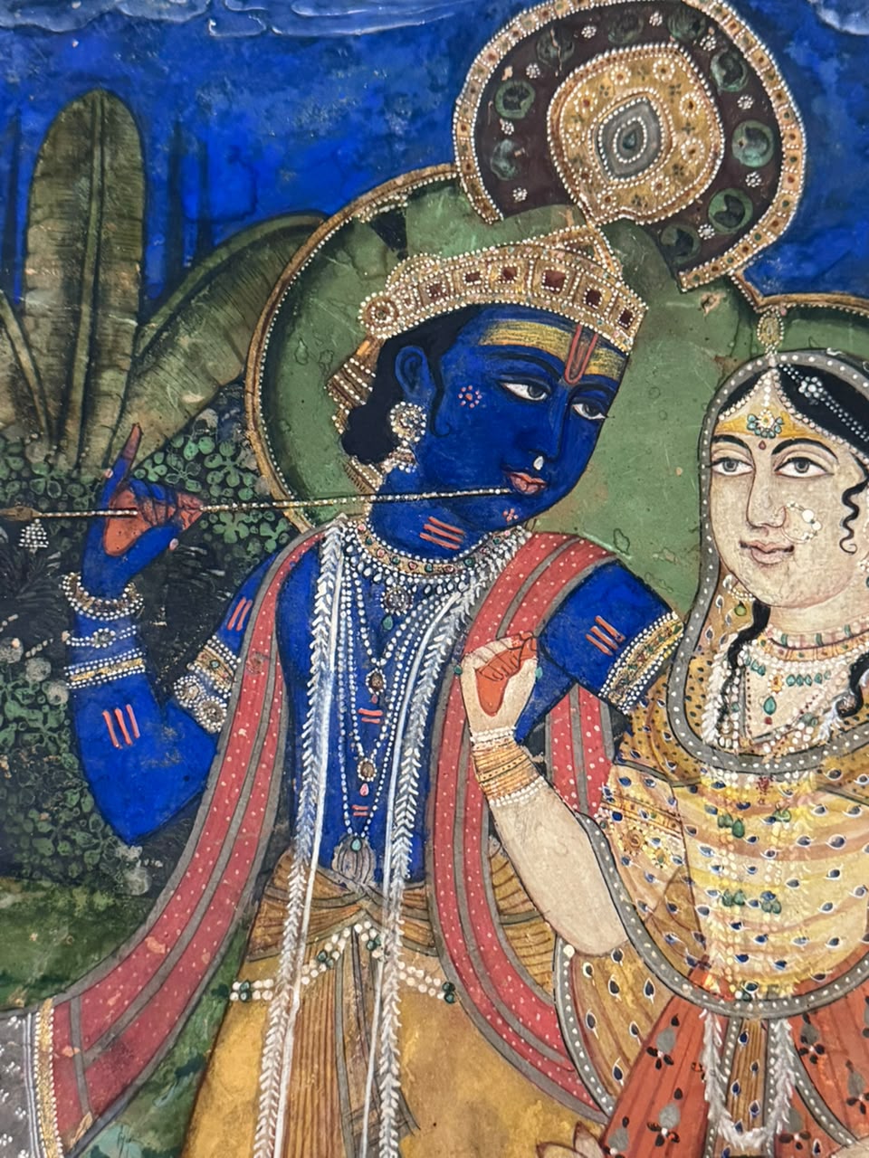 Antique Painting of Radha and Krishna