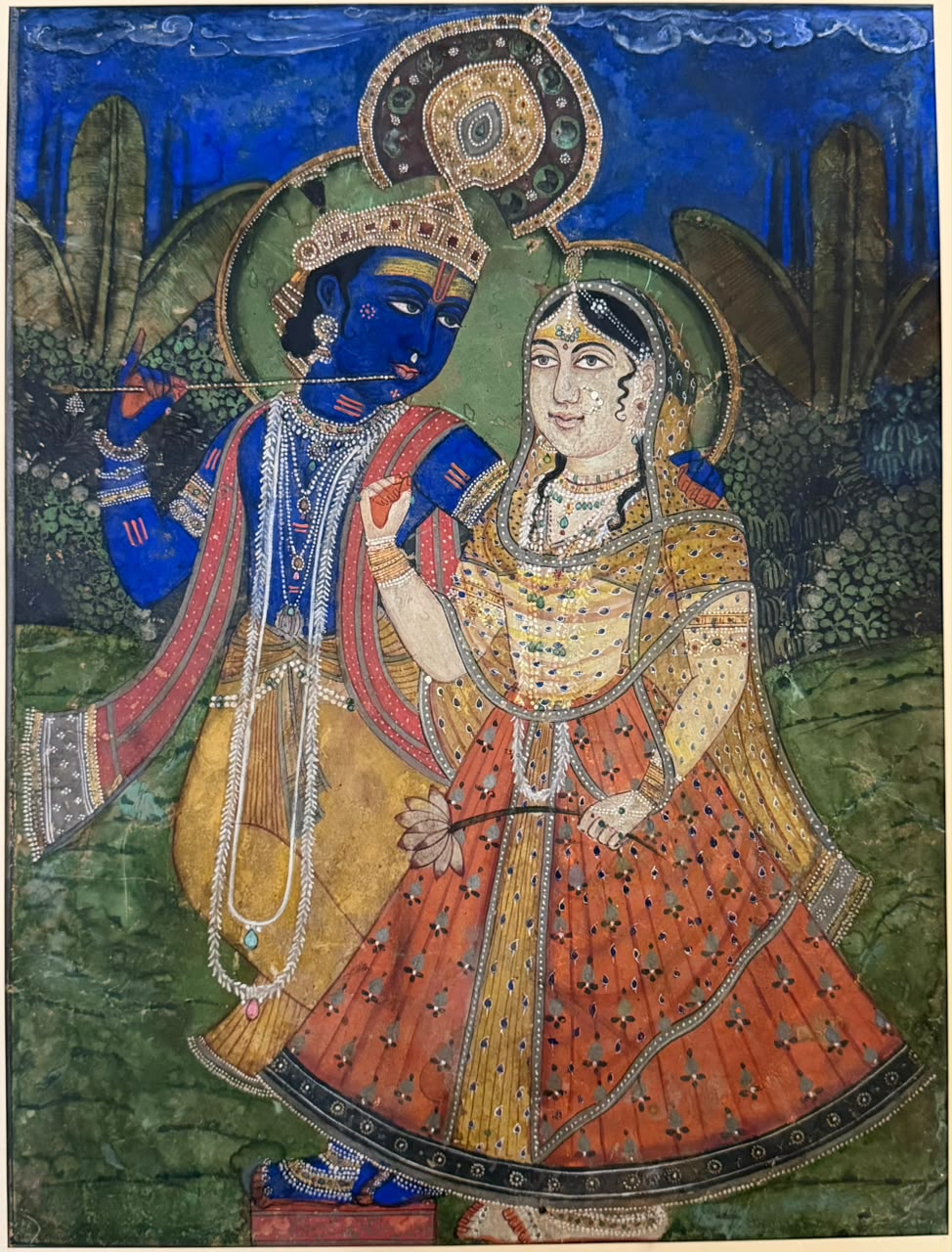 Antique Painting of Radha and Krishna