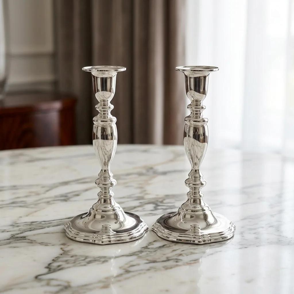 The Classic Taper Candle Holders, silver plated