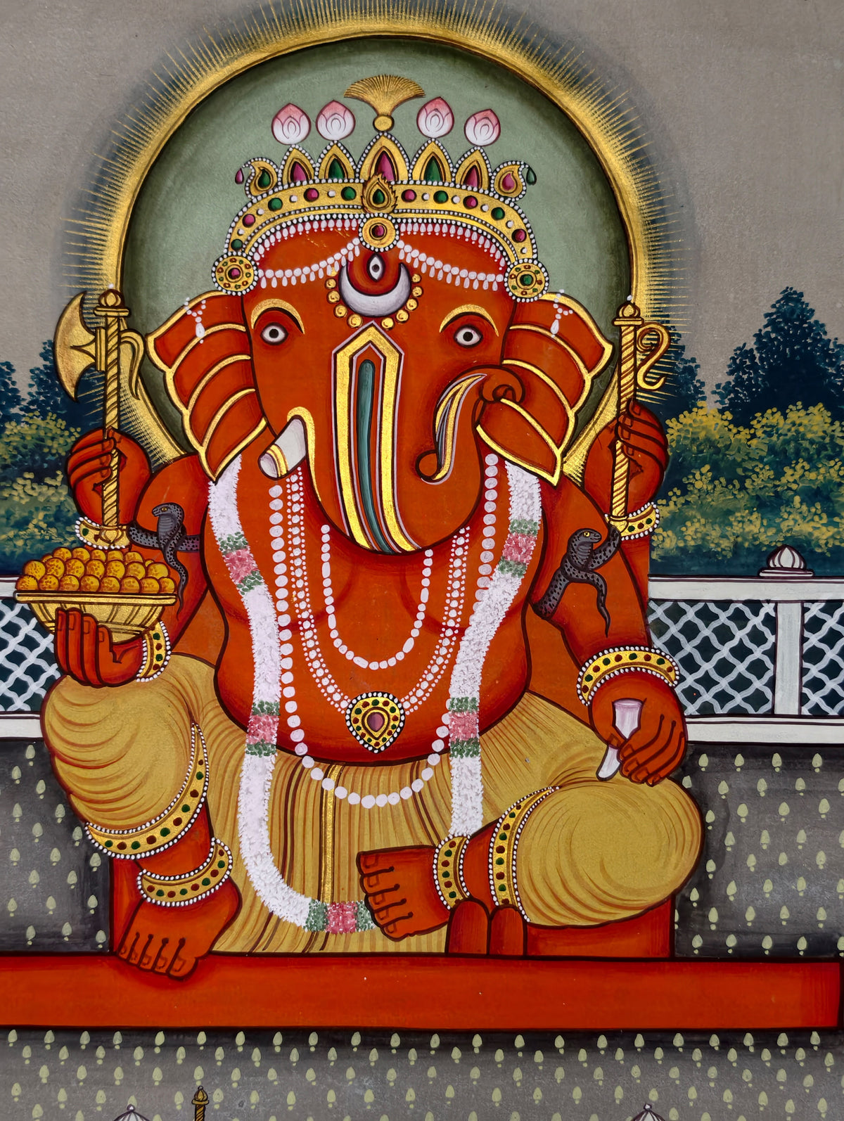 Hand-Painted Ganesha with Gold Detailing
