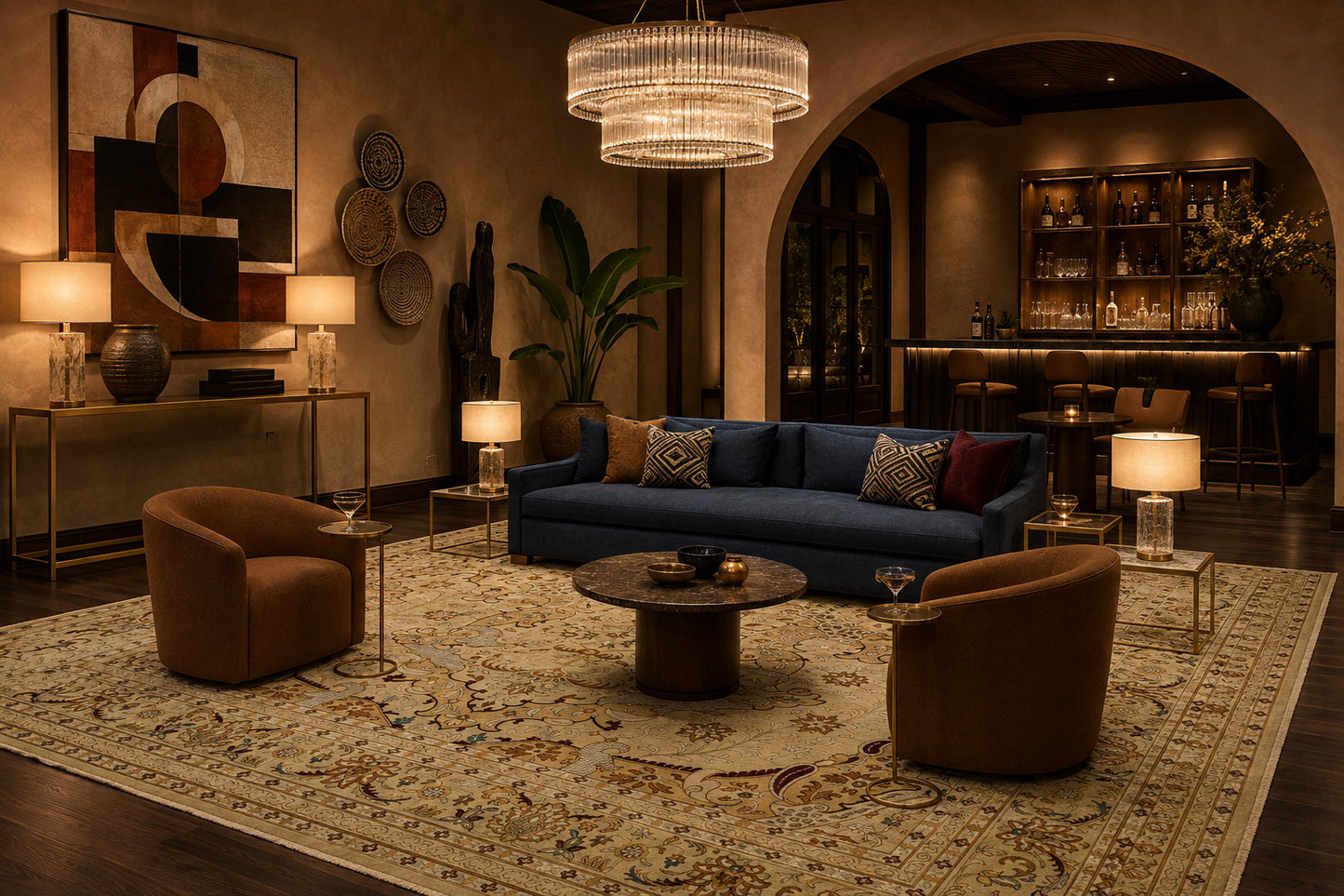 Oushak Carpet in Gold & Cream