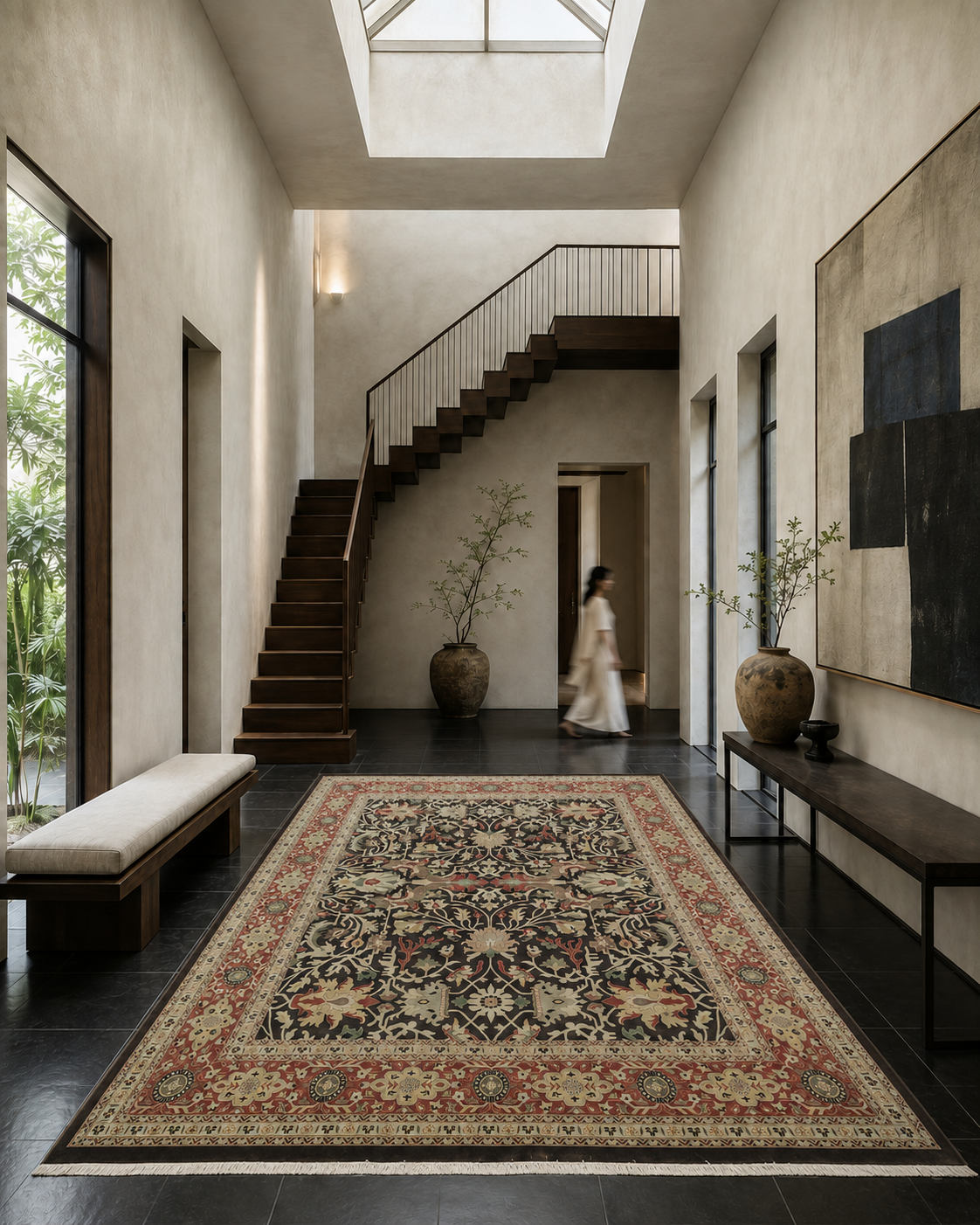 Sultanabad Carpet in Navy & Red