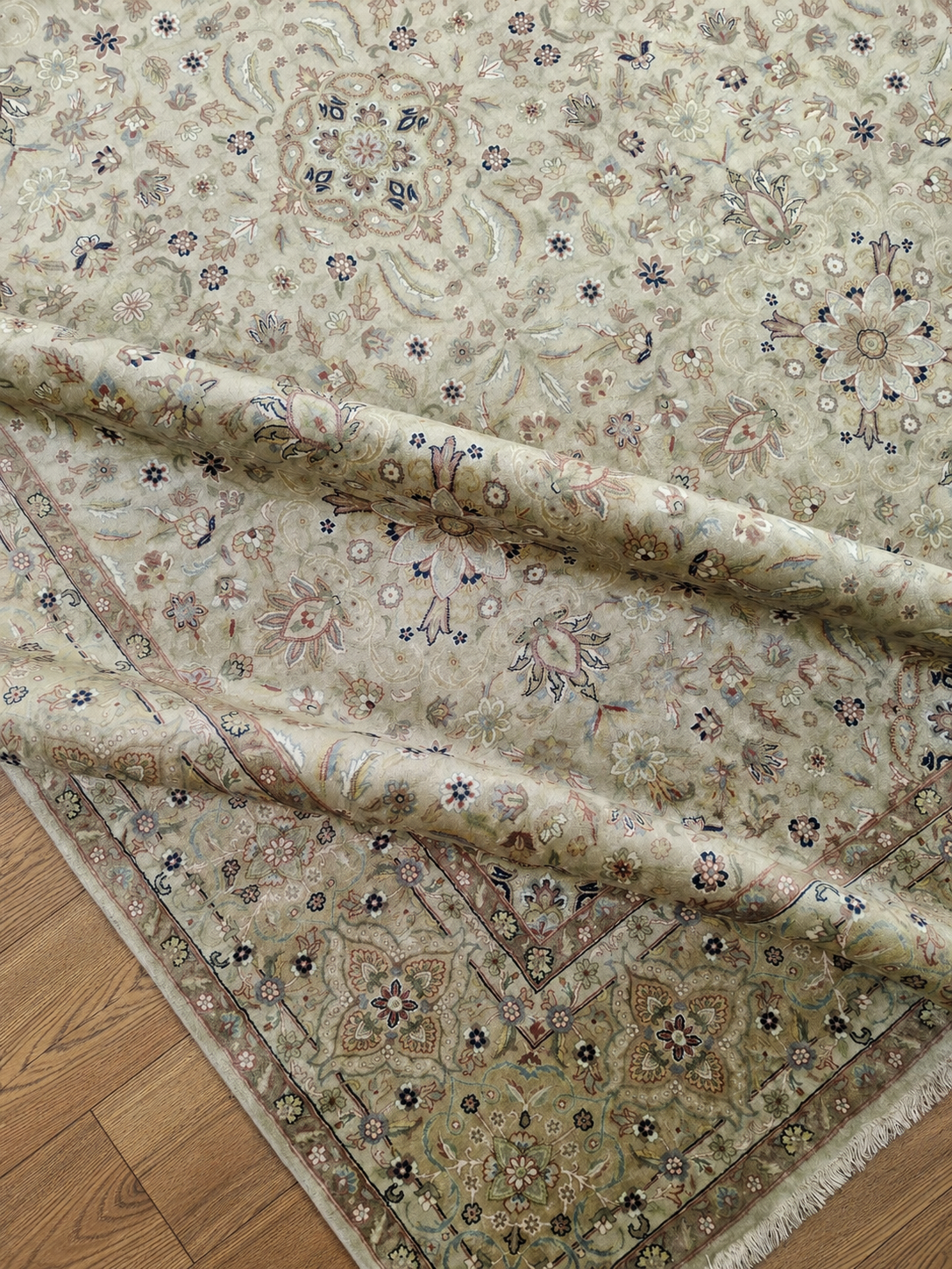 Persian Tabriz Wool Carpet in Blush Beige – handwoven Persian Tabriz carpet by Cavalry Lane – view 2