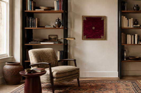 Antique Zardozi Velvet Panel, Framed
