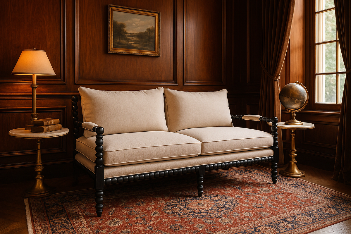 Black Beaded Two Seater – handcrafted sofa by Cavalry Lane