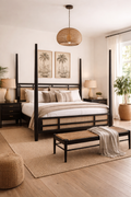 Rattan Four Poster Bed – handcrafted wooden bed by Cavalry Lane