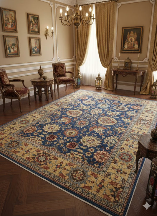 The Isfahan Heriz Rug – Indigo & Antique Gold