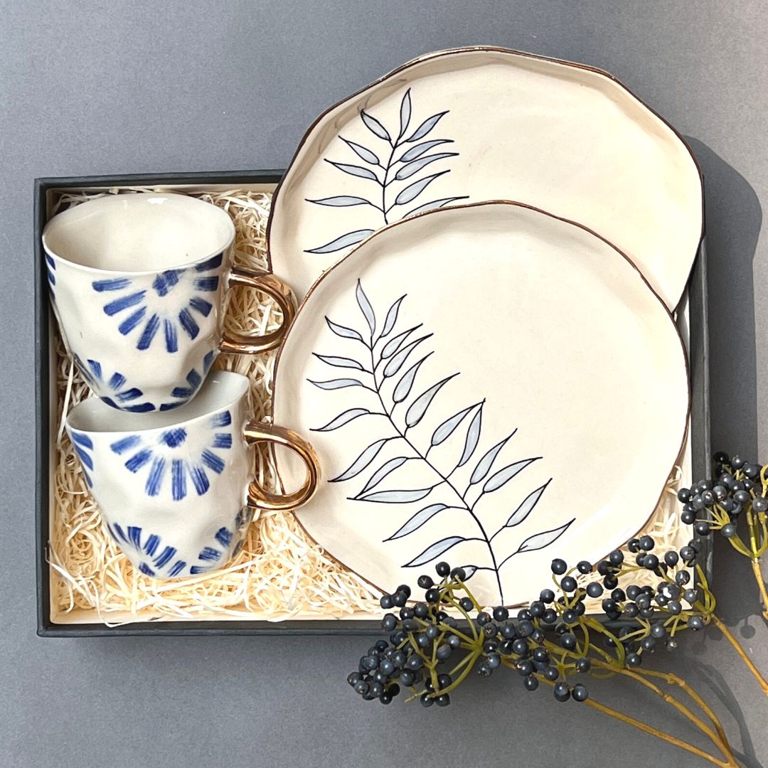Blue Floral Mug & Plate Gift Box