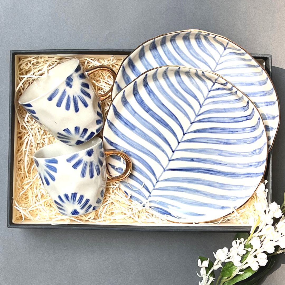 Blue Floral Mug & Plate Gift Box