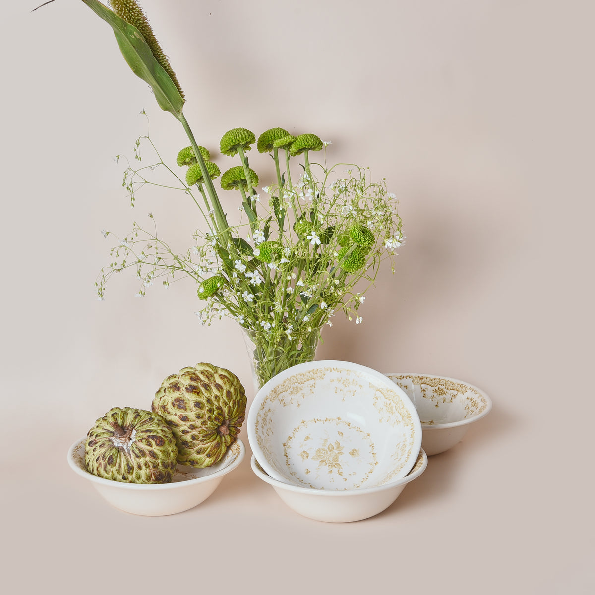 Camille Yellow Cereal Bowl Set – floral earthenware tableware by Cavalry Lane – view 3